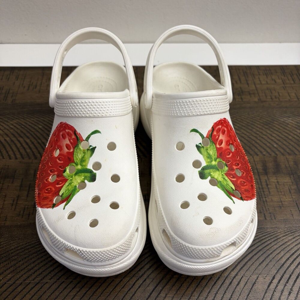 Crocs Bae Fresh Fruit Platform Clog Women's Size 8 White Red Strawberry - Picture 2 of 10